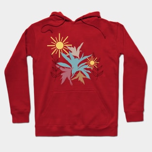 Boho style leaves sunny colorful pattern design Hoodie